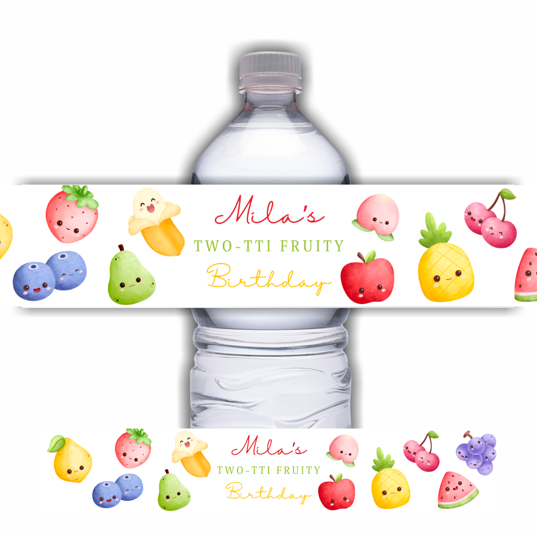 Juice Bottle Labels | Fruit Face Labels | Water Bottle Stickers | Fruit Birthday Party Stickers