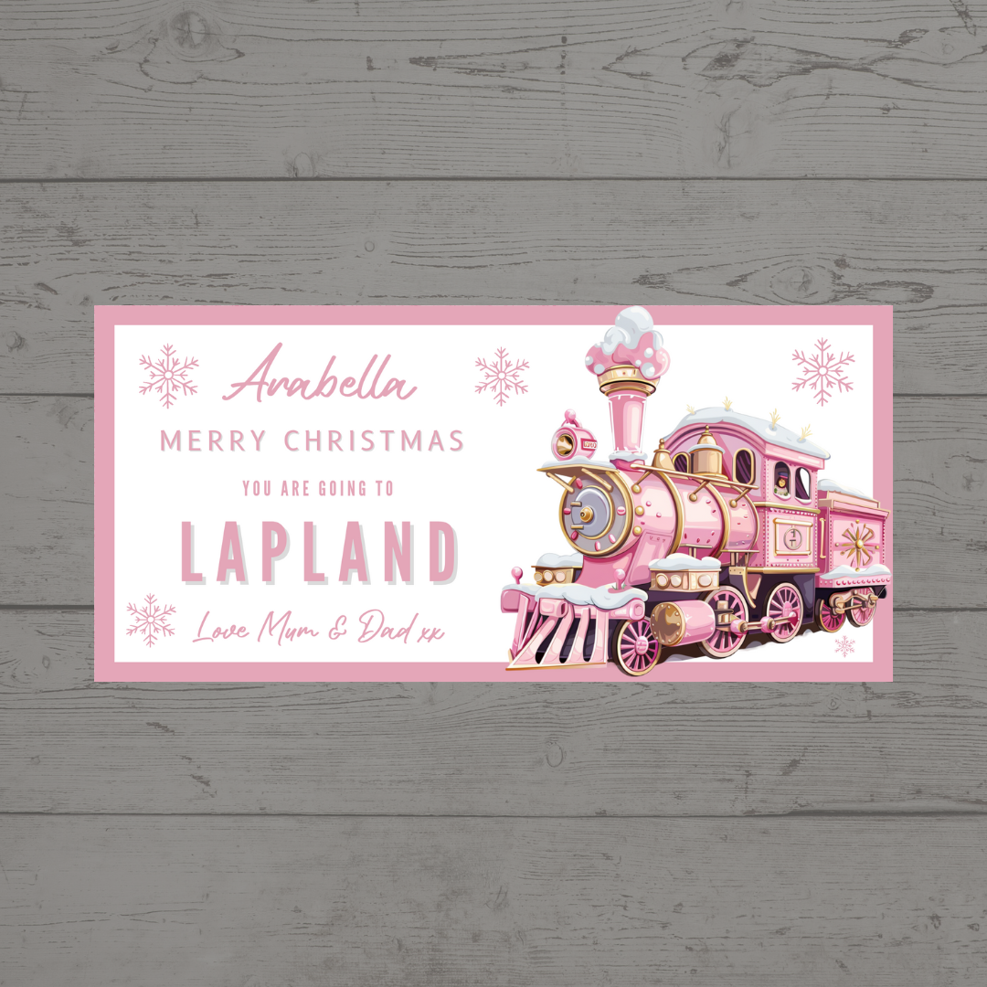 Surprise Christmas Ticket Print | Personalised Pink Train Christmas Ticket Voucher | Gift Idea