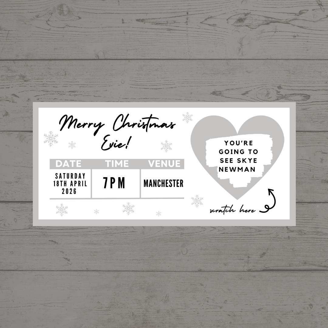 Silver Surprise Concert Ticket Print | Personalised Silver Concert Ticket | Scratch Reveal | Gift Idea - Dinky Designs