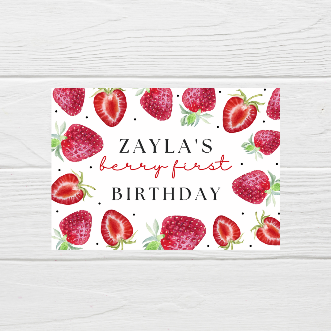 Rectangle Stickers | Party Stickers | Strawberry Party Stickers | Party Bag Stickers