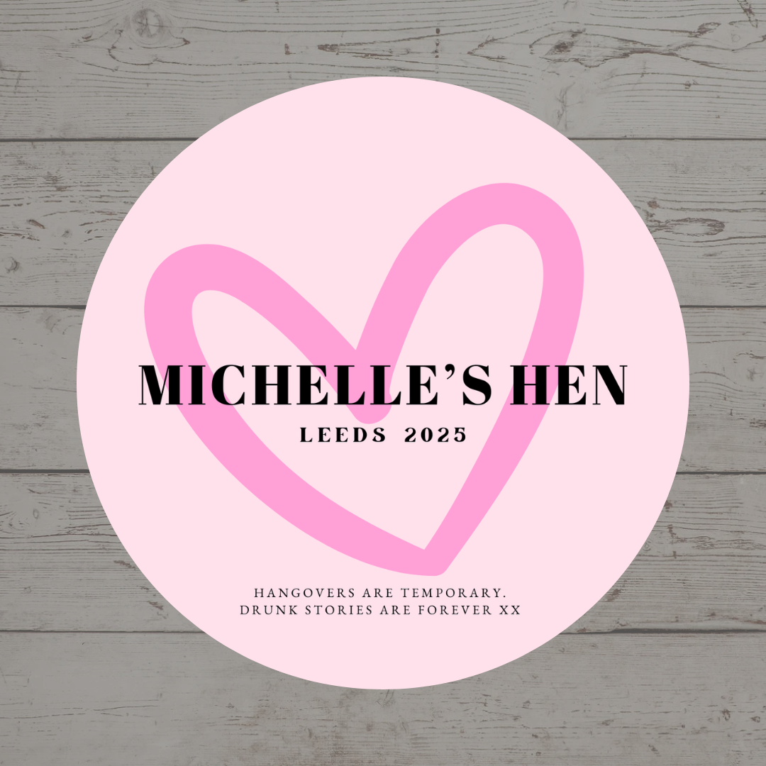 Dark Pink Heart Hen Party Circle Stickers | Hen Do Stickers | Hen Party Stickers | Hen Party Party Bag Labels