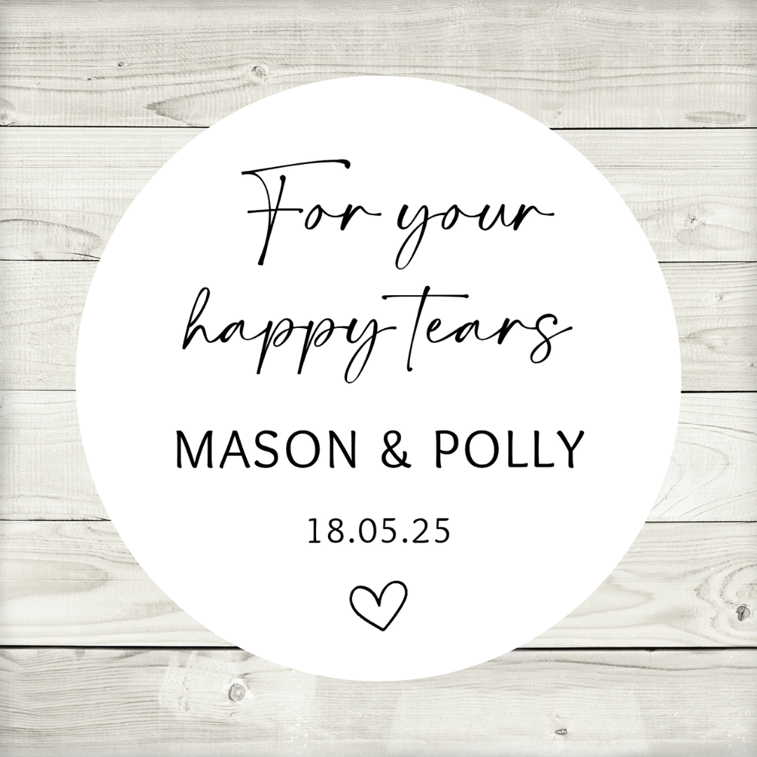 Wedding Stickers | For Your Happy Tears Stickers | Personalised Wedding Stickers | Tissue Favours