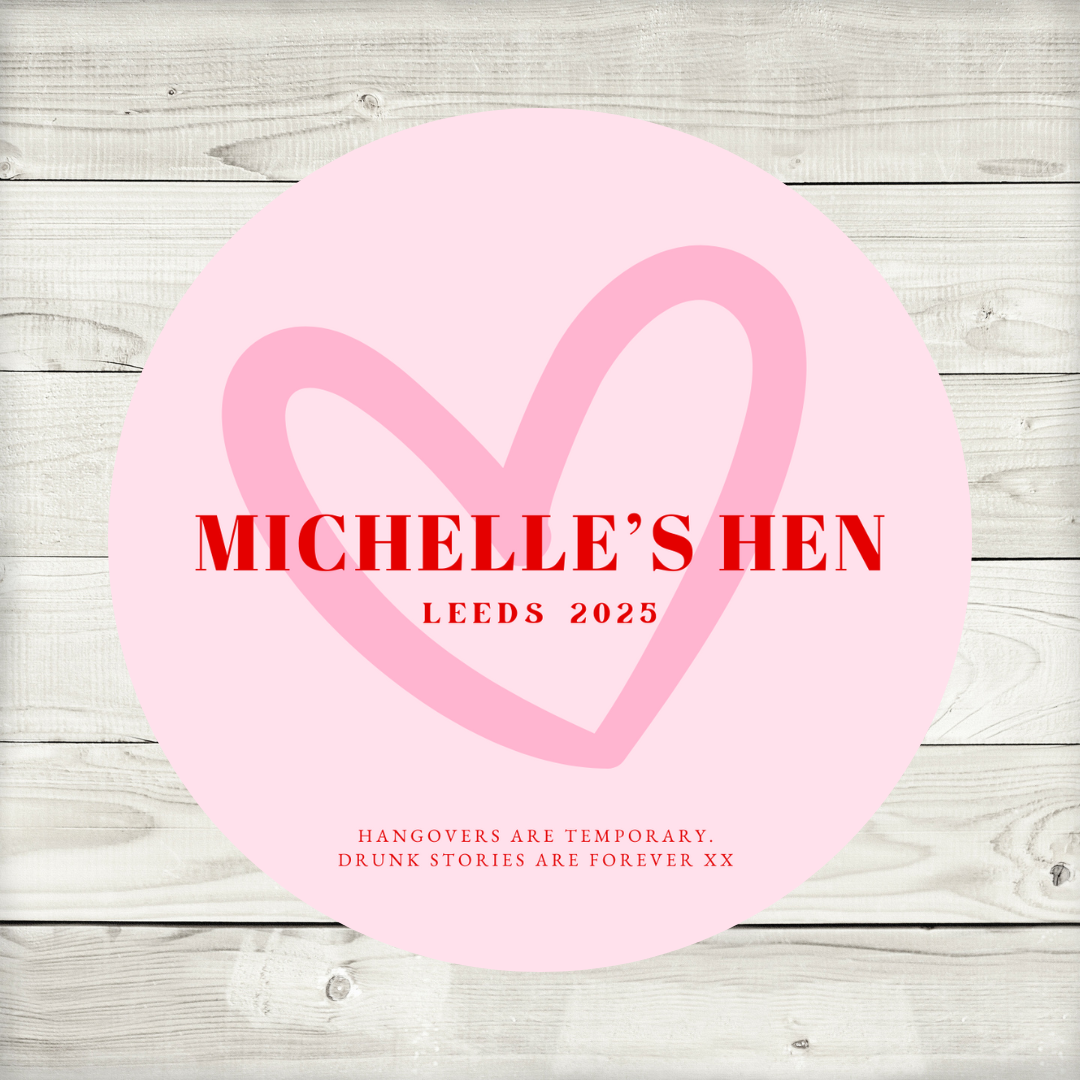 Red Pink Heart Hen Party Circle Stickers | Hen Do Stickers | Hen Party Stickers | Hen Party Party Bag Labels