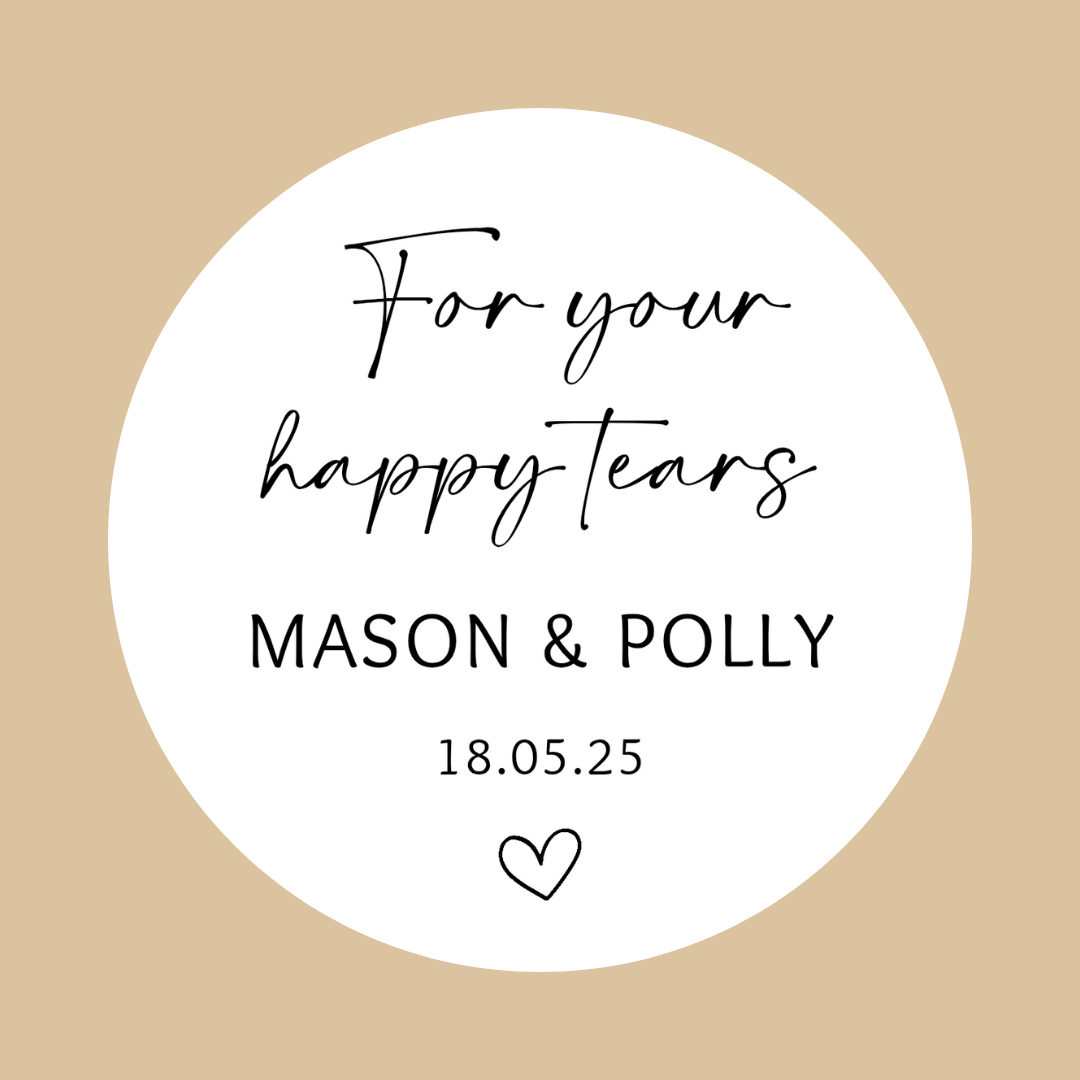 Wedding Stickers | For Your Happy Tears Stickers | Personalised Wedding Stickers | Tissue Favours