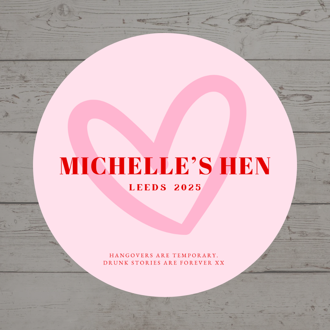 Red Pink Heart Hen Party Circle Stickers | Hen Do Stickers | Hen Party Stickers | Hen Party Party Bag Labels