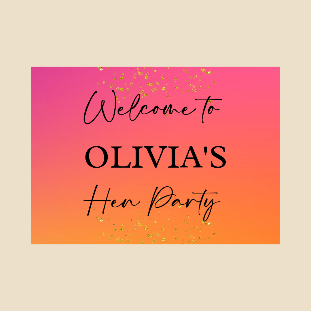 Rectangle Stickers | Pink & Orange Party Stickers | Birthday, Hen Party, Wedding, Engagement Stickers | Party Bag Stickers