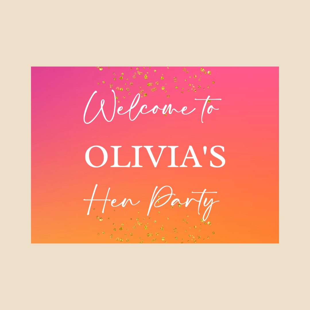 Rectangle Stickers | Pink & Orange Party Stickers | Birthday, Hen Party, Wedding, Engagement Stickers | Party Bag Stickers