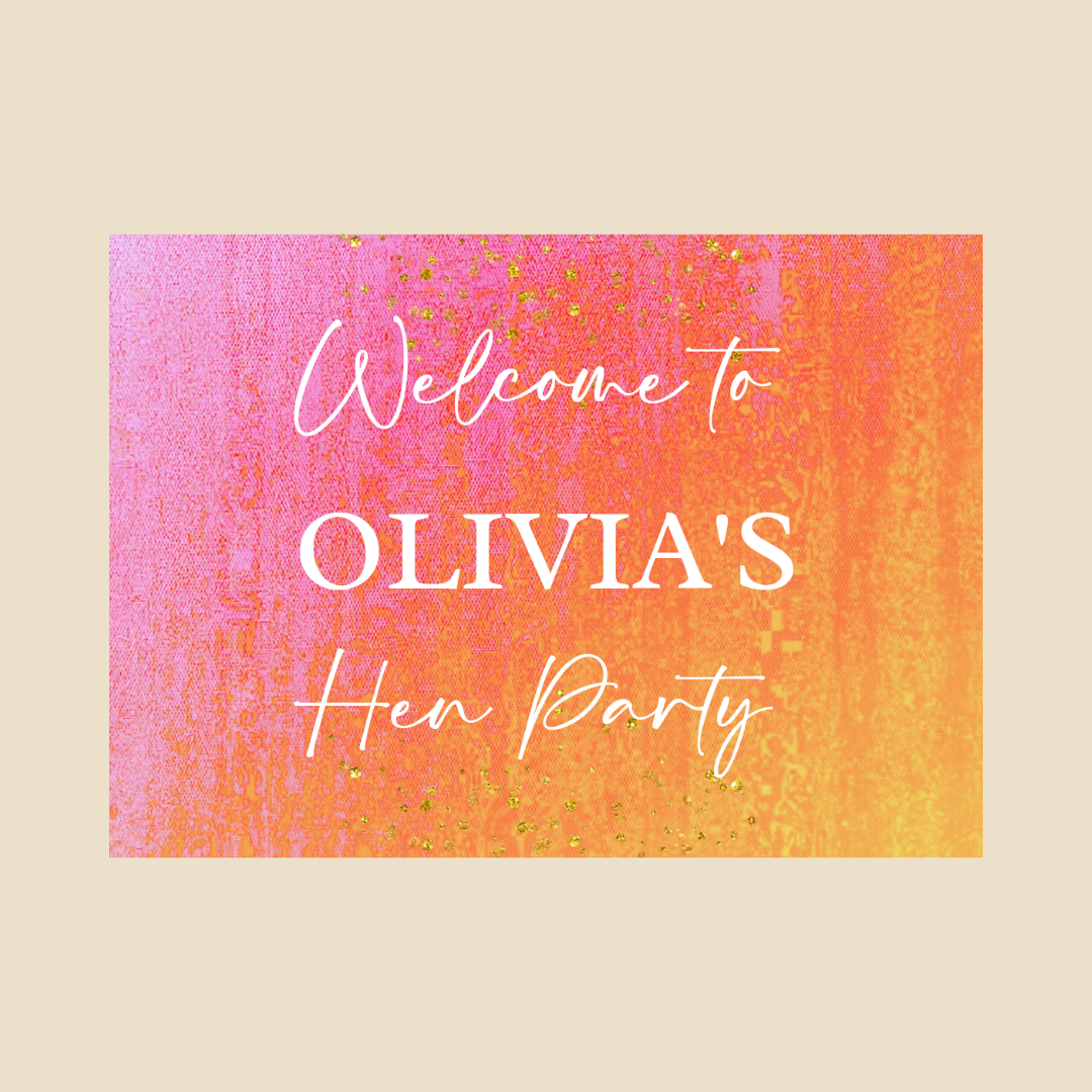 Rectangle Stickers | Pink & Orange Party Stickers | Birthday, Hen Party, Wedding, Engagement Stickers | Party Bag Stickers