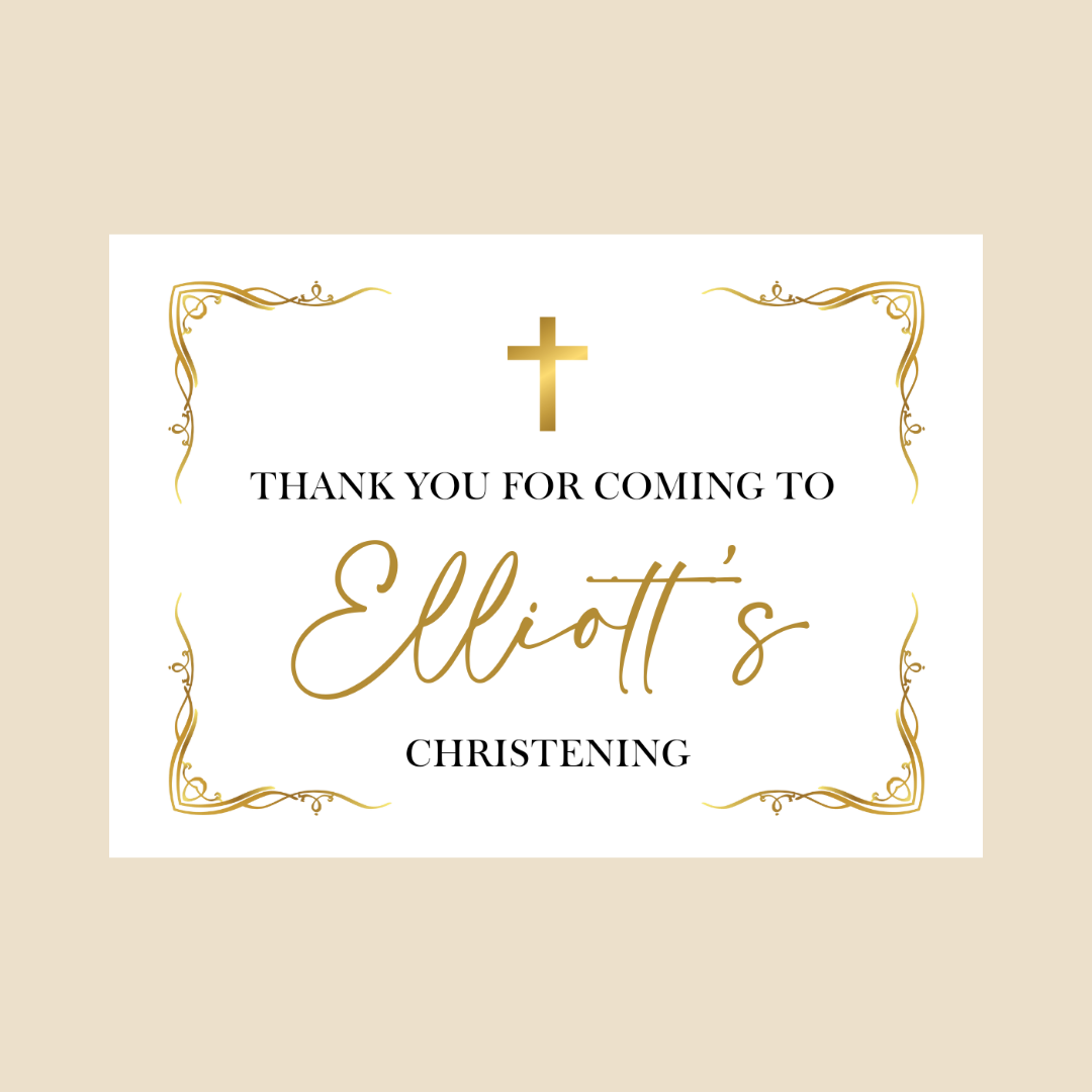 Rectangle Stickers | Gold & White Party Stickers | Birthday, Baby Shower, Christening, Wedding, Engagement Stickers | Party Bag Stickers