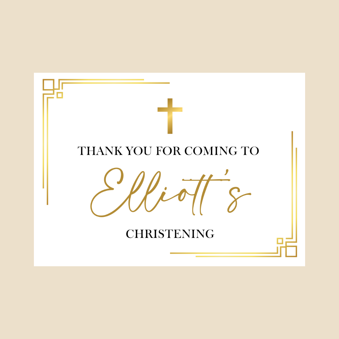 Rectangle Stickers | Gold & White Party Stickers | Birthday, Baby Shower, Christening, Wedding, Engagement Stickers | Party Bag Stickers