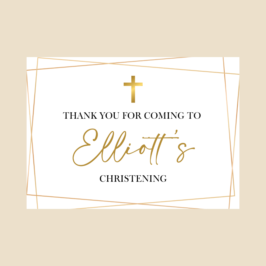 Rectangle Stickers | Gold & White Party Stickers | Birthday, Baby Shower, Christening, Wedding, Engagement Stickers | Party Bag Stickers