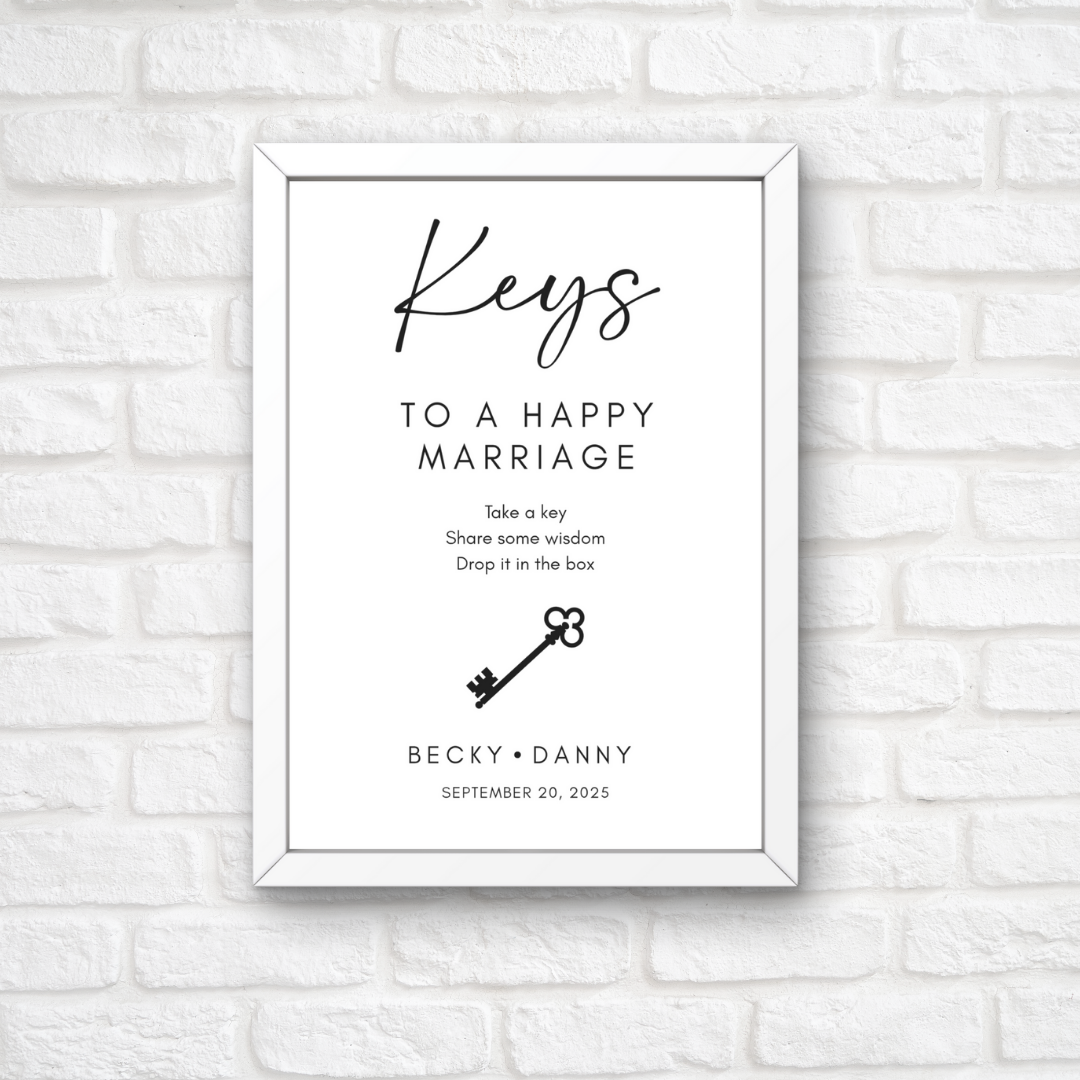 Wedding Print | Leys To A Happy Marriage | Wedding Sign | Wedding Table Idea