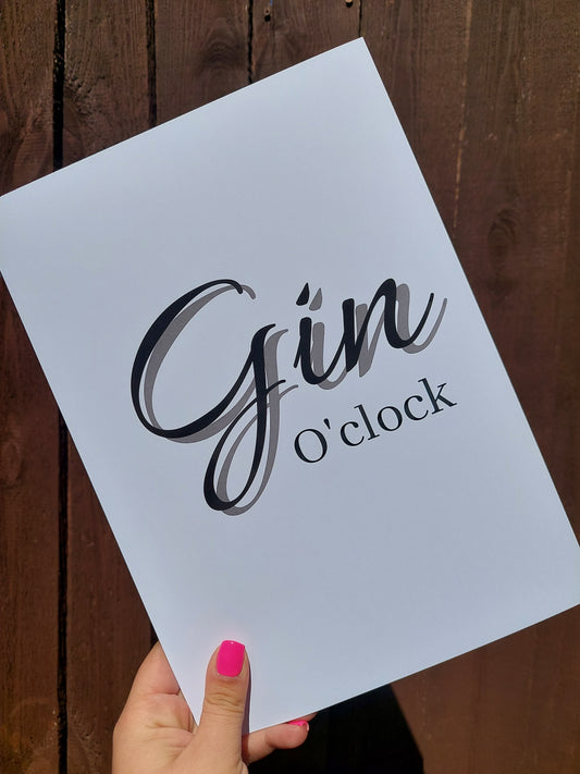 Quote Print | A4 Gin O'Clock Print | SALE ITEM