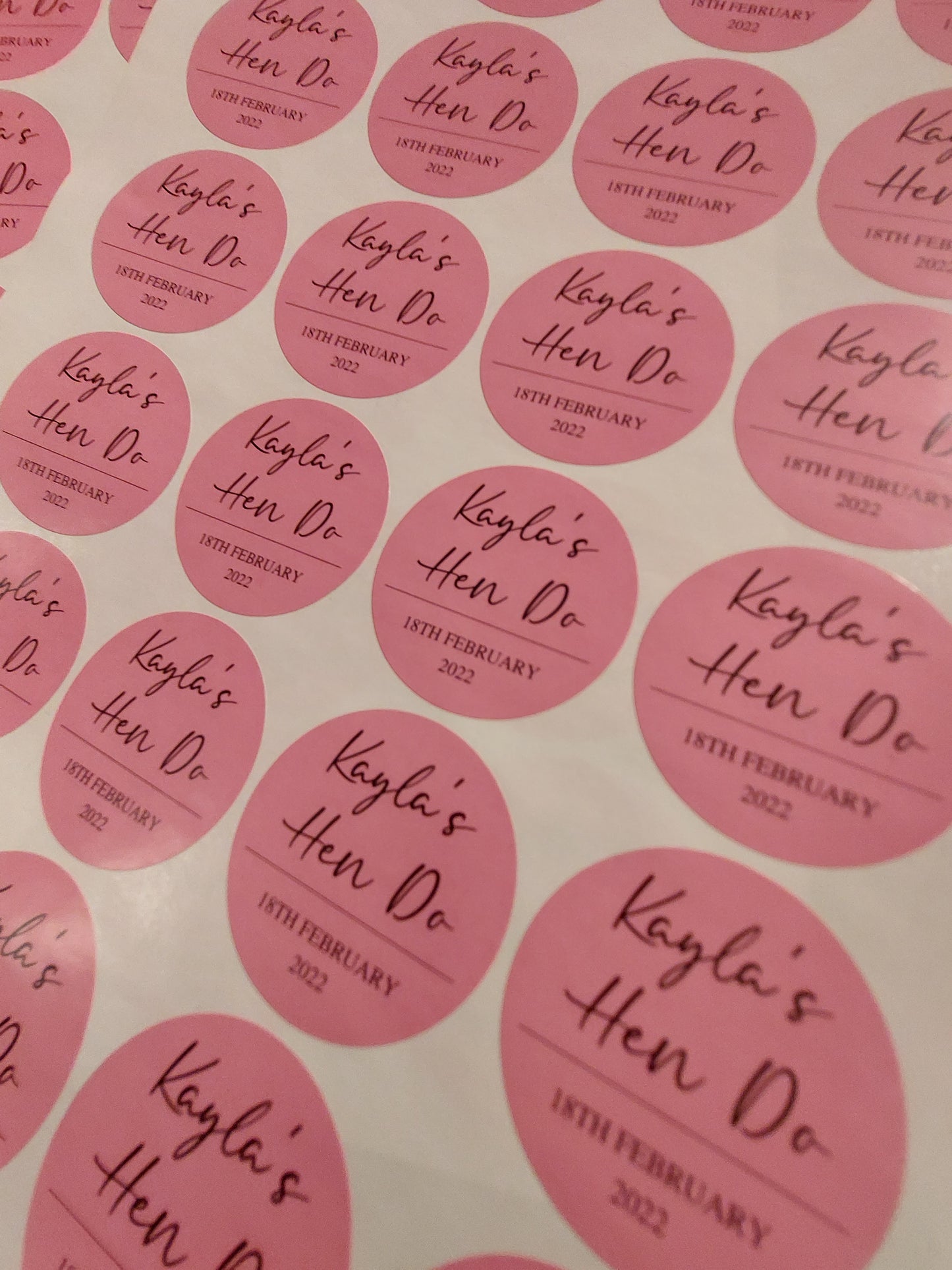 Pink Hen Party Stickers | Sticker Sheet 45mm Circles | Party Stickers | Circle Stickers | Sticker Sheet