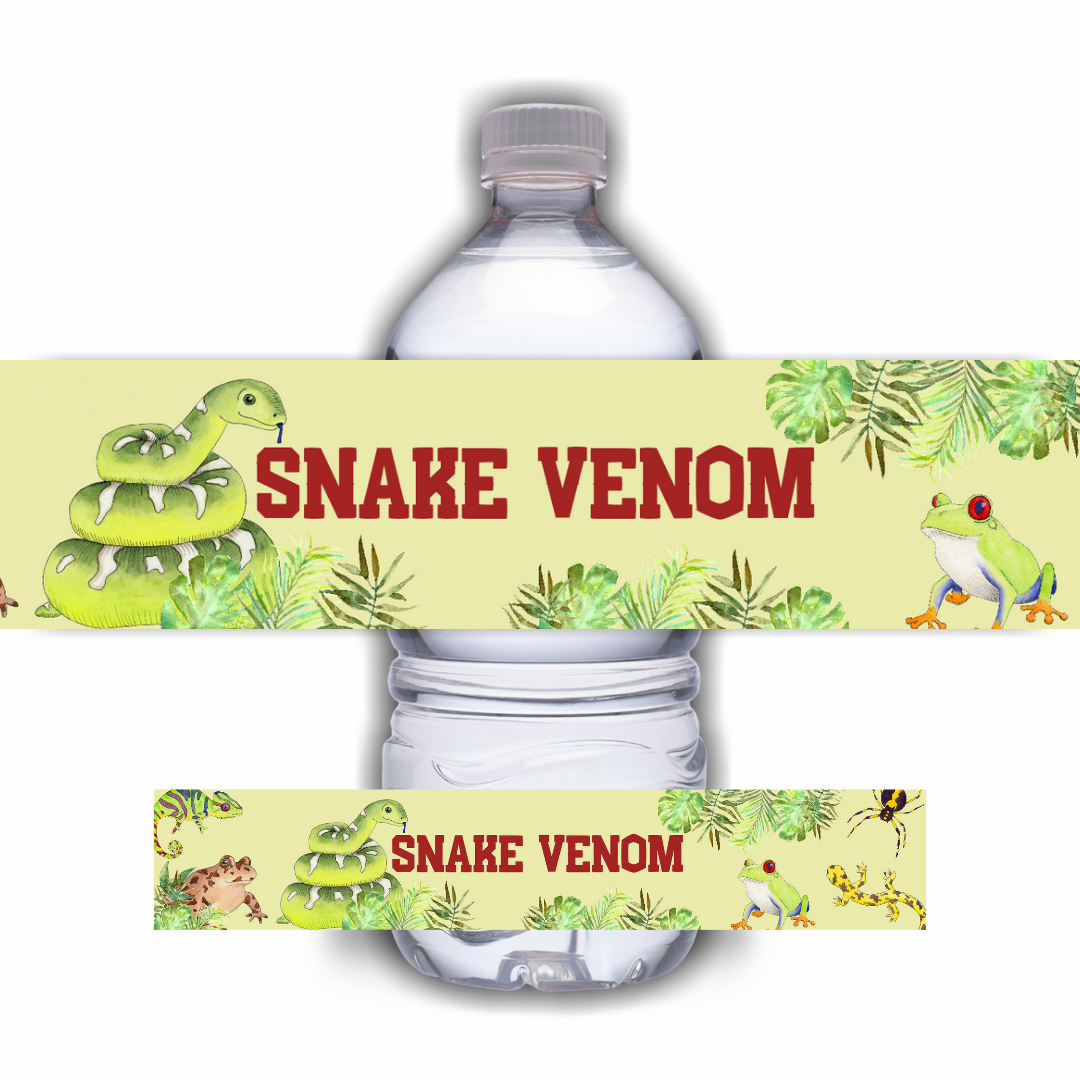Juice Bottle Labels | Snake Venom Juice Labels | Water Bottle Stickers | Reptile Party | Party Stickers