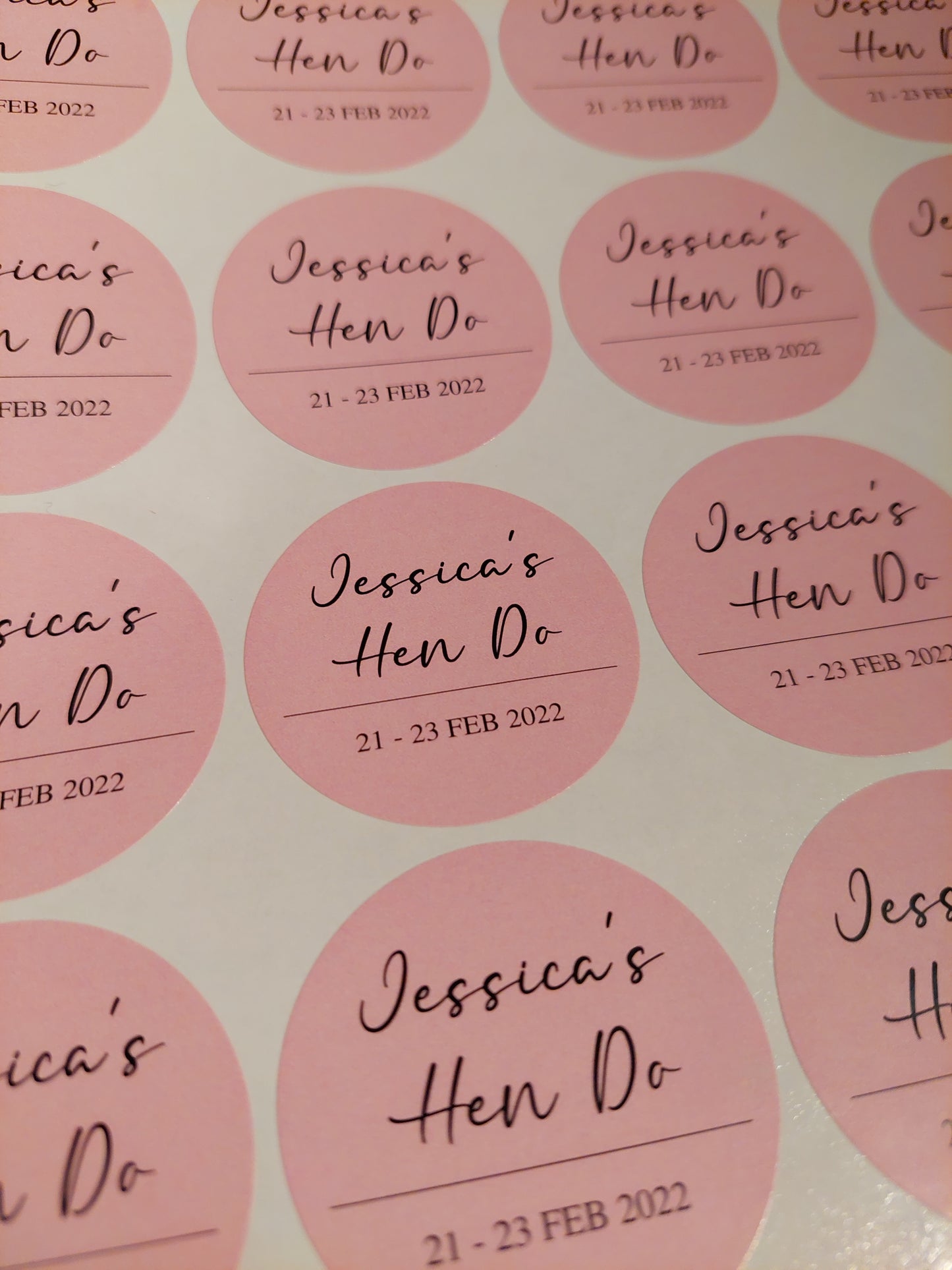 Pink Hen Party Stickers | Sticker Sheet 45mm Circles | Party Stickers | Circle Stickers | Sticker Sheet