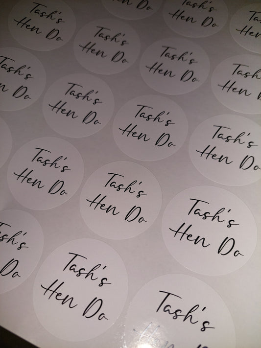 White Hen Party Stickers | Sticker Sheet 45mm Circles | Party Stickers | Circle Stickers | Sticker Sheet