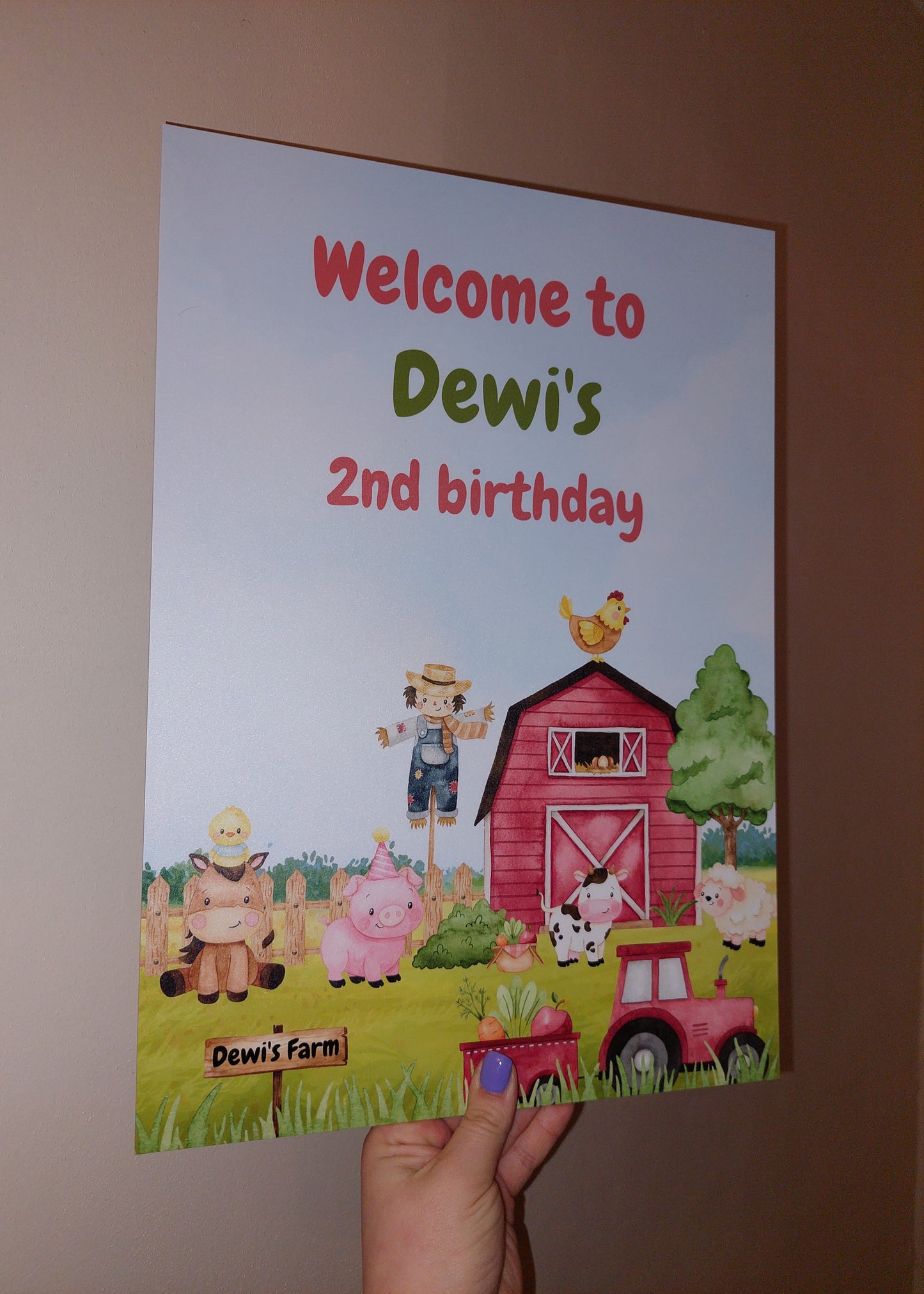 Farm Animal Welcome Board Sign | Personalised Birthday Board | Birthday Party Sign | A4, A3, A2 - Dinky Designs