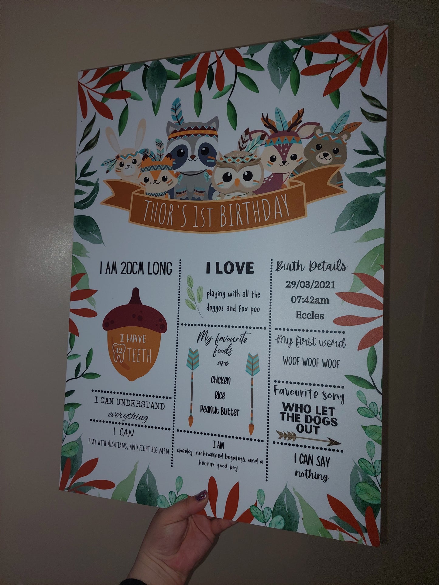 Animal Tribe Welcome Board Sign | Personalised First Birthday | Birthday Party Sign | First Birthday Party Décor | Woodland Animal Party Theme | A4, A3, A2