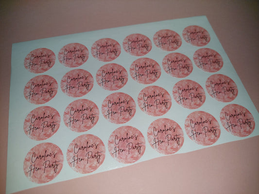 24 x Blush Pink Stickers | Caroline's Hen Party | SALE ITEM