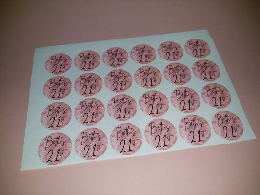 24 x Blush Pink Stickers | Beth's 21st | SALE ITEM