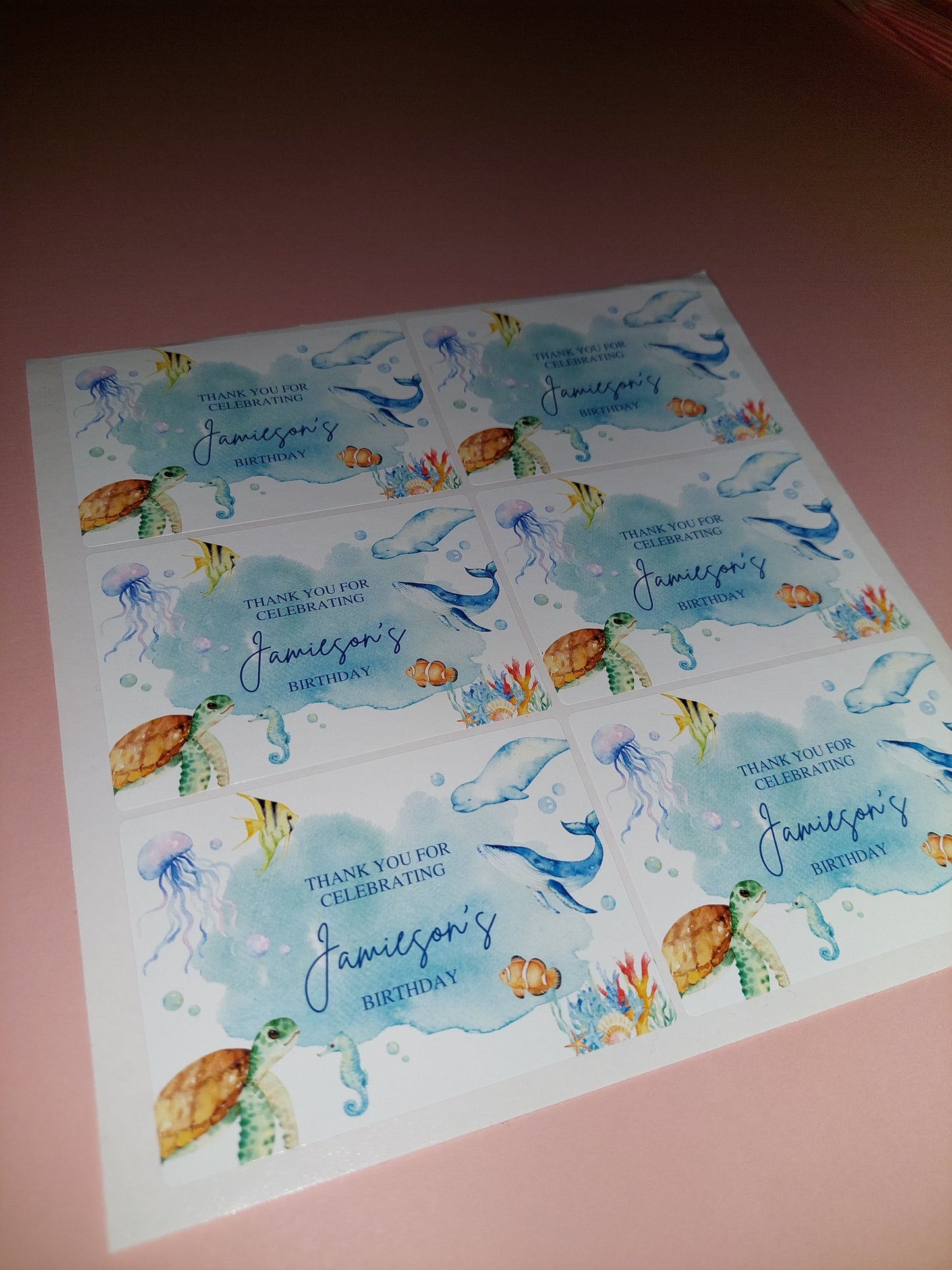 6 x Under Sea Stickers | Jamieson's Birthday | SALE ITEM