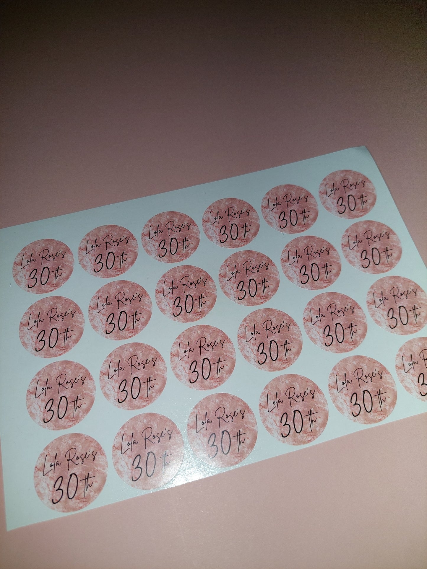 24 x Blush Pink Stickers | Lola Rose's 30th | SALE ITEM