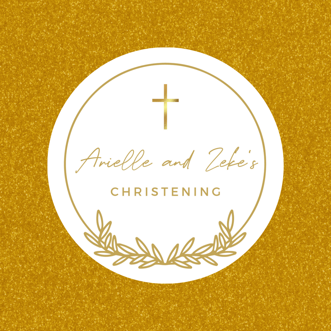 Gold White Personalised Christening Stickers | Various Sizes | Christening Event Party Stickers