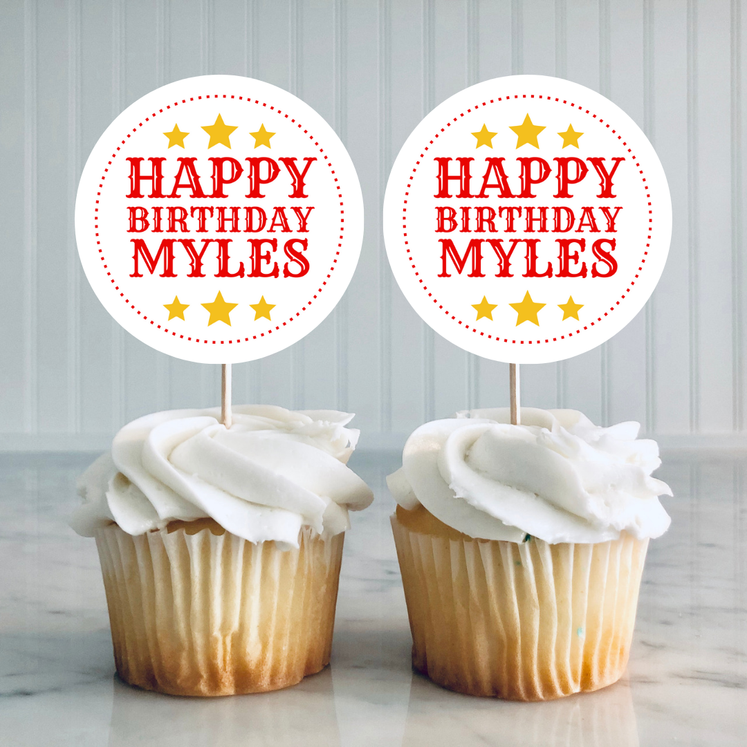 Circus Cupcake Toppers | Birthday Cupcake Toppers | Circus Party Decorations | Design 2