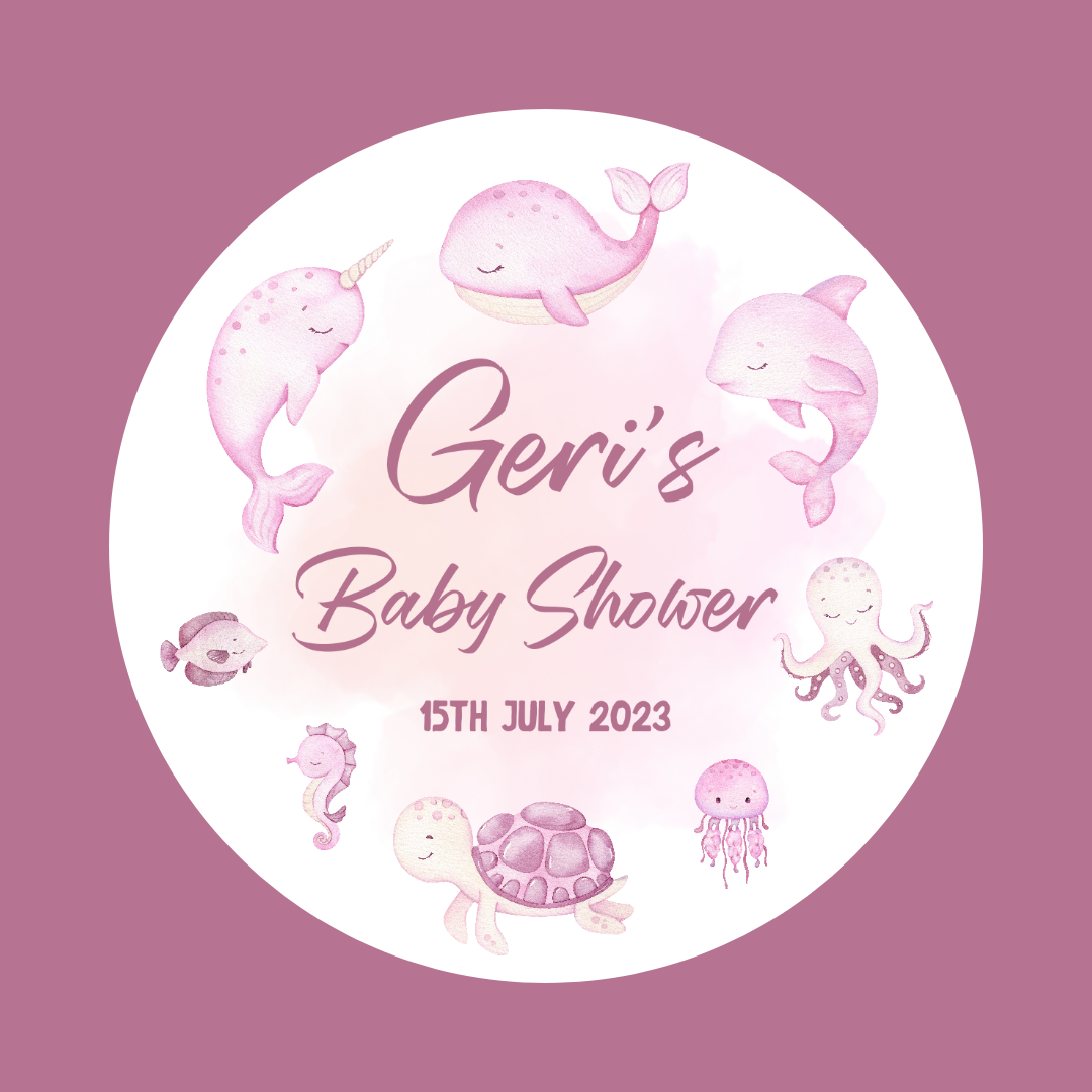 Pink Ocean Under The Sea Party Stickers | Circle Stickers | Sticker Sheet | Party Stickers | Pink Ocean Under The Sea Party Theme