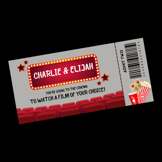 Surprise Ticket Print | Personalised Cinema Ticket Pass Voucher Membership | Gift Idea