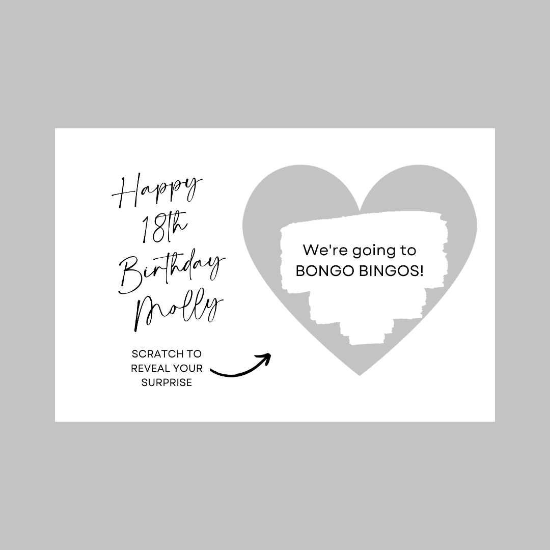 A6 Silver/Grey Surprise Ticket Print | Personalised Birthday Ticket | Birthday Scratch Reveal | Gift Idea