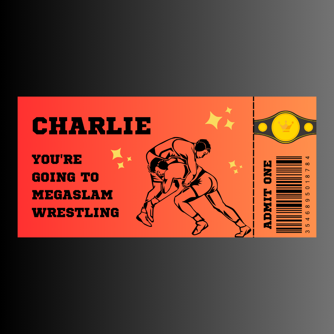 Surprise Ticket Print | Personalised Wrestling Ticket Pass Voucher Membership | Gift Idea