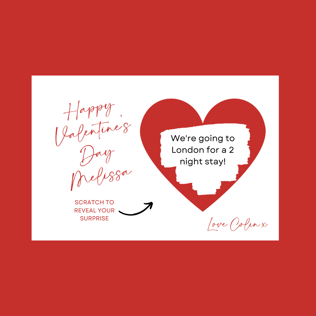 A6 Red Surprise Ticket Print | Personalised Valentine Ticket | Valentine Scratch Reveal | Gift Idea