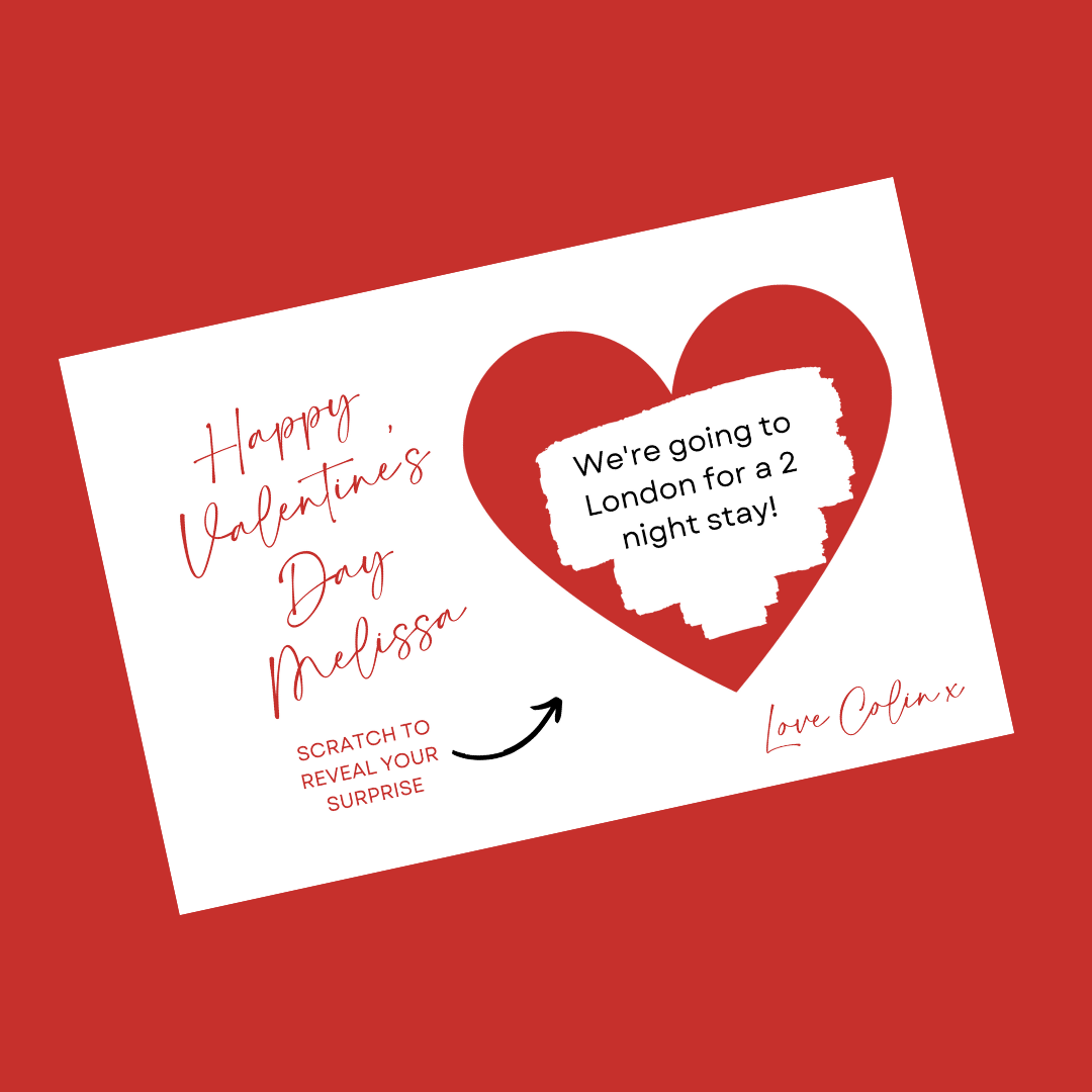 A6 Red Surprise Ticket Print | Personalised Valentine Ticket | Valentine Scratch Reveal | Gift Idea