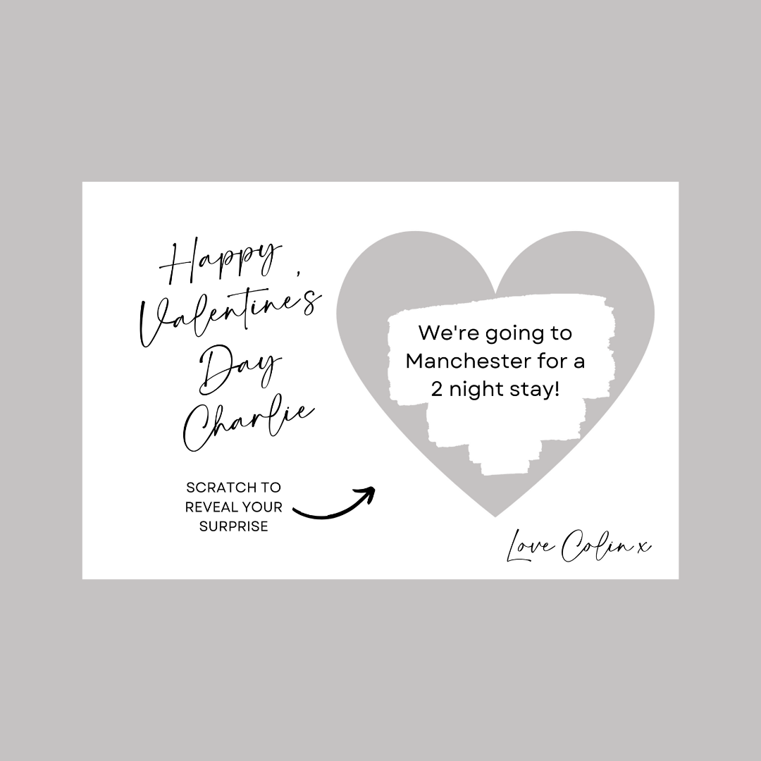 A6 Silver Grey Surprise Ticket Print | Personalised Valentine Ticket | Valentine Scratch Reveal | Gift Idea
