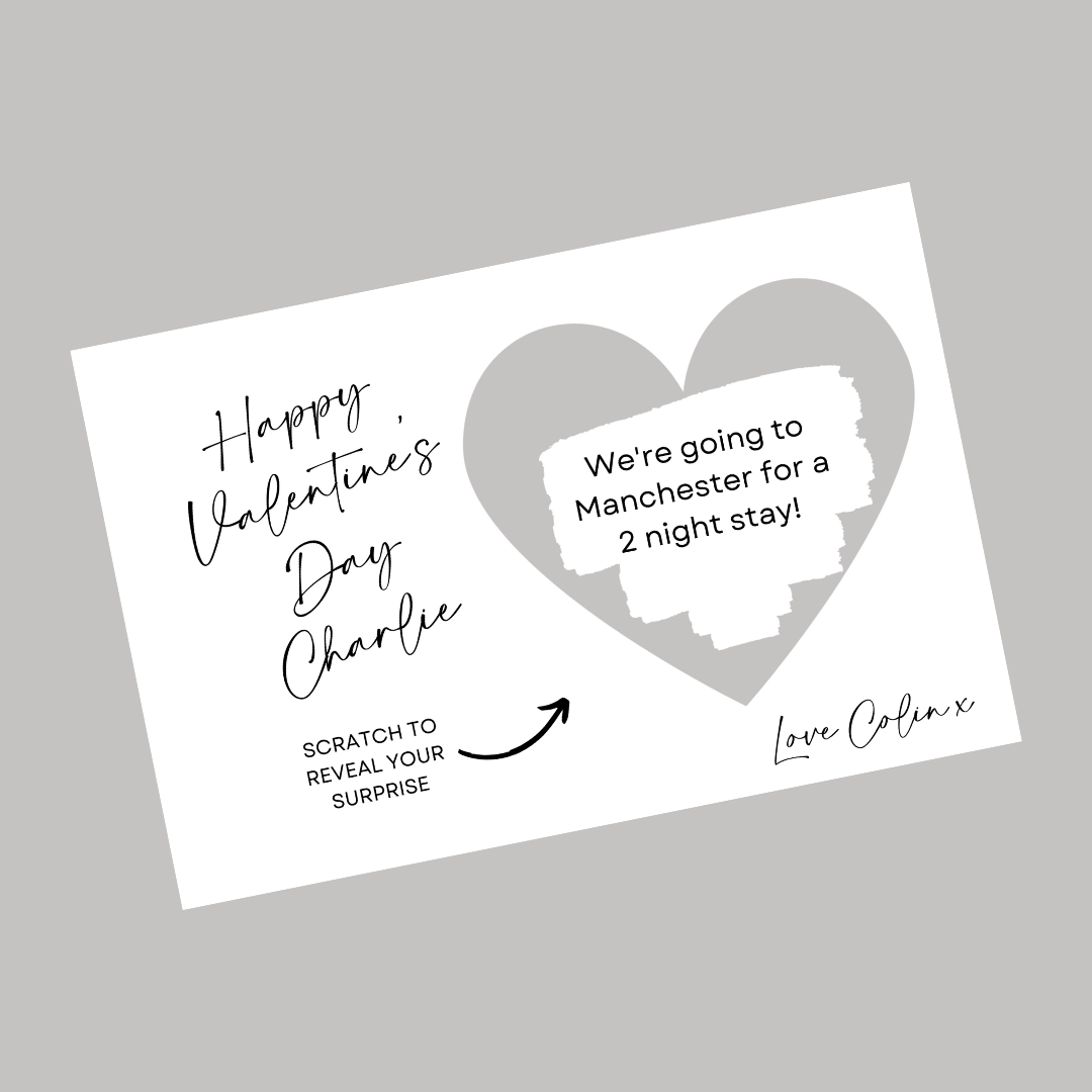 A6 Silver Grey Surprise Ticket Print | Personalised Valentine Ticket | Valentine Scratch Reveal | Gift Idea