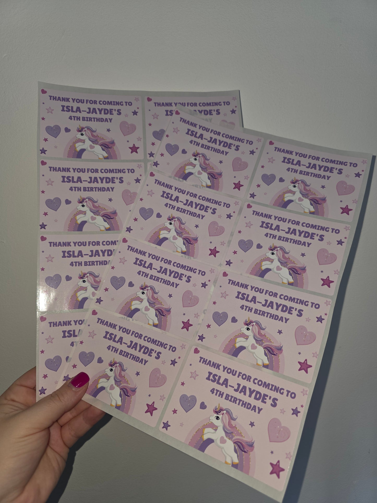 Rectangle Stickers | Unicorn Party Stickers | Party Bag Stickers - Dinky Designs