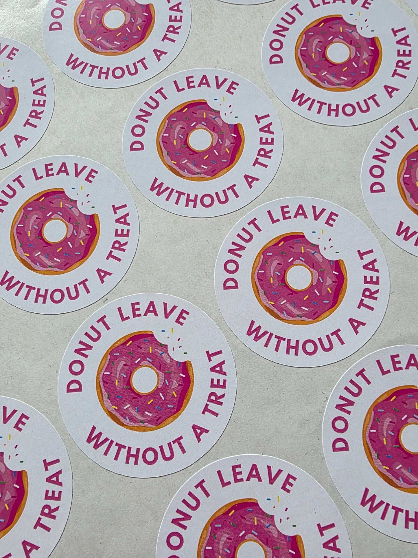 SALE - 45mm Donut Leave Without A Treat Stickers | Donut Stickers | Party Stickers - Dinky Designs