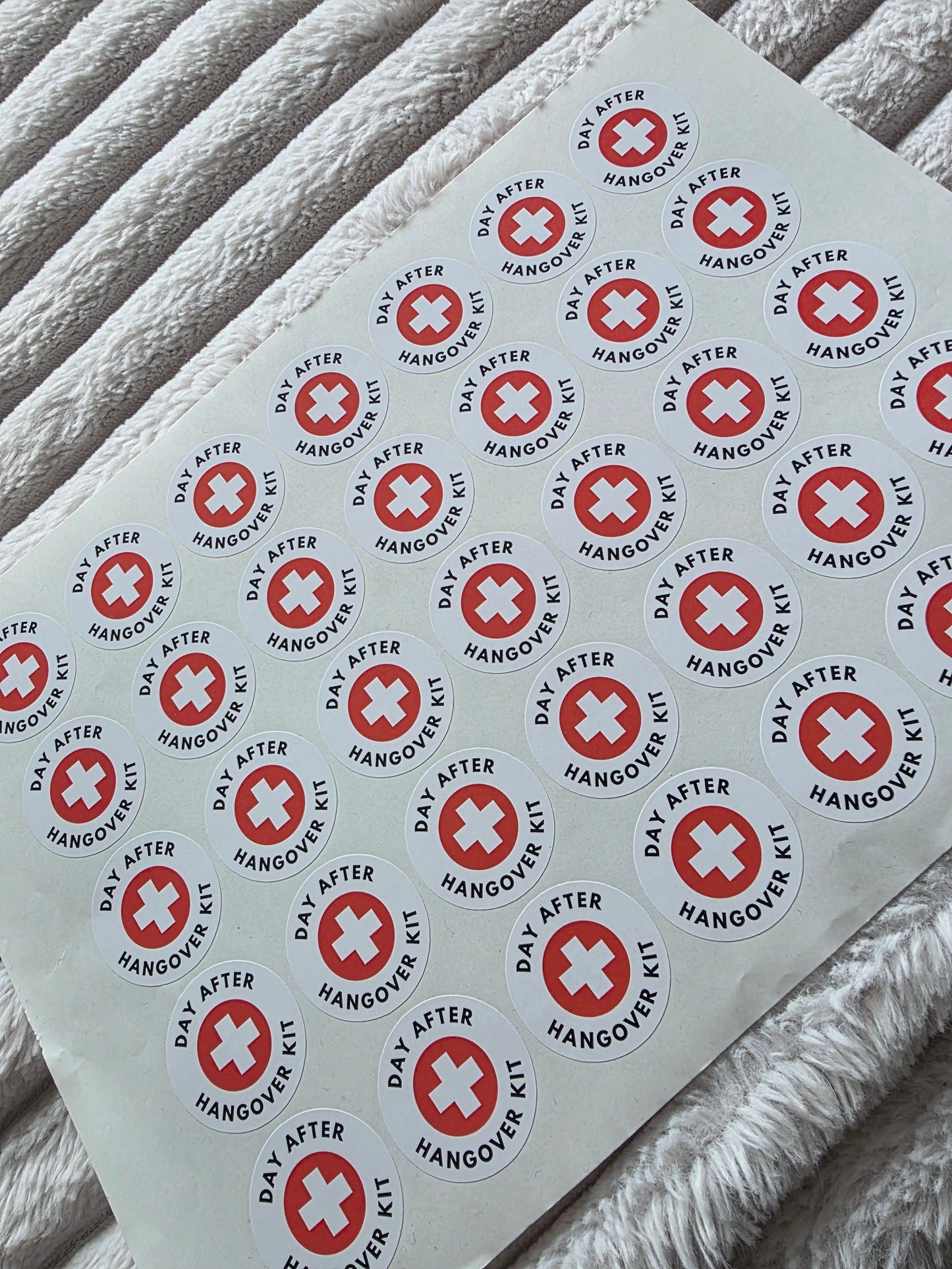 SALE - 35mm Day After Hangover Kit Stickers | Hen Party Stickers | Party Stickers - Dinky Designs