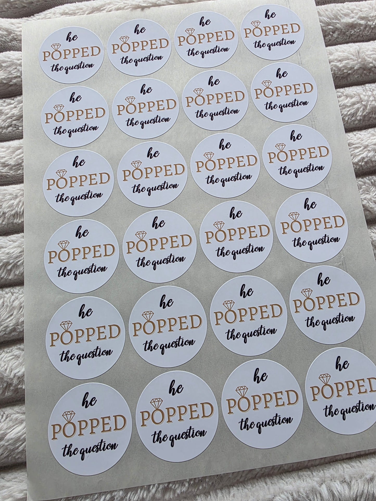 SALE - Engagement Stickers | 45MM | He Popped The Question Sticker Sheets - Dinky Designs