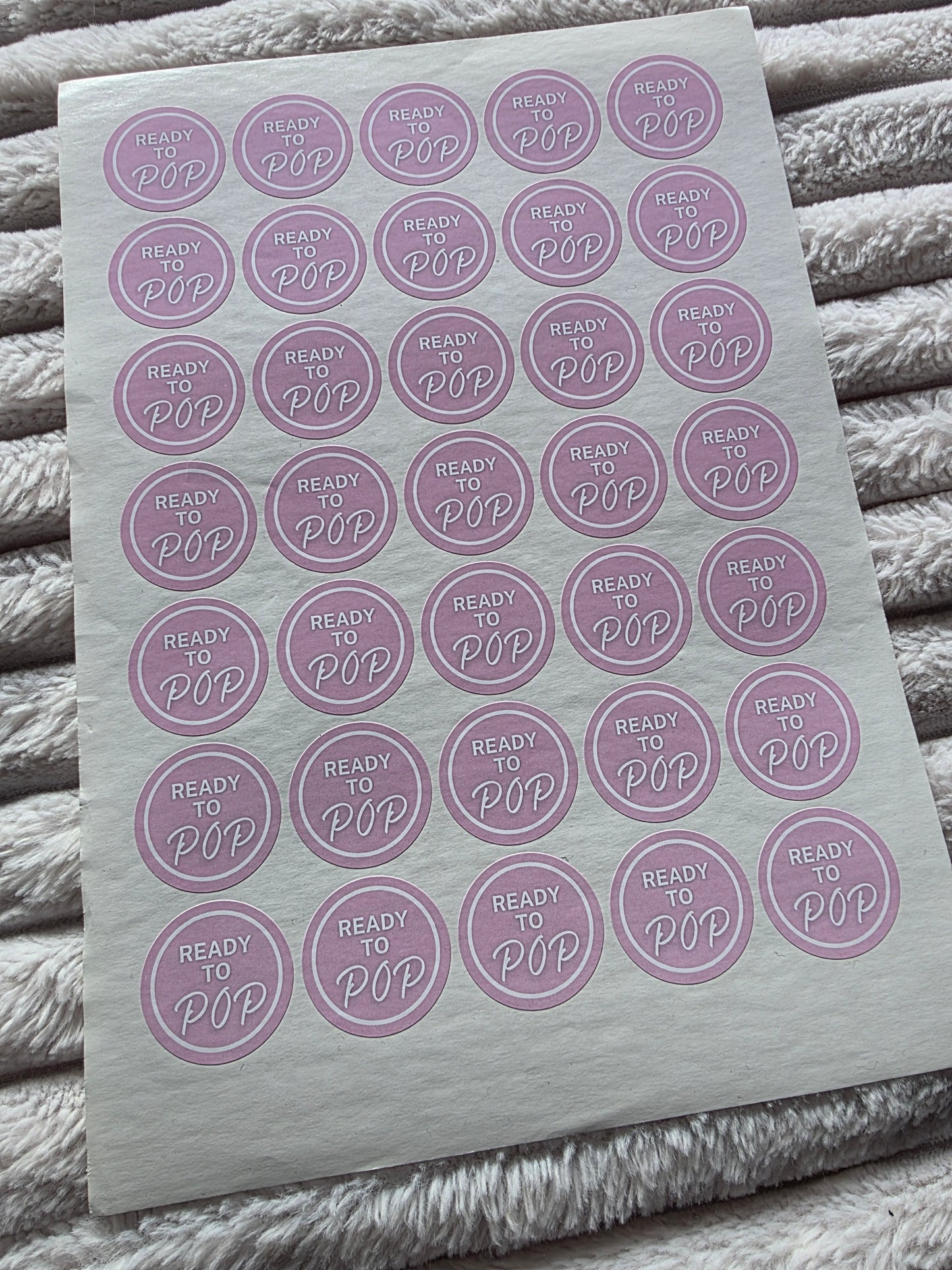 SALE - Pink Ready To Pop Stickers | 35MM OR 25MM | Baby Shower Party Stickers | Popcorn Stickers | Baby Shower Stickers - Dinky Designs