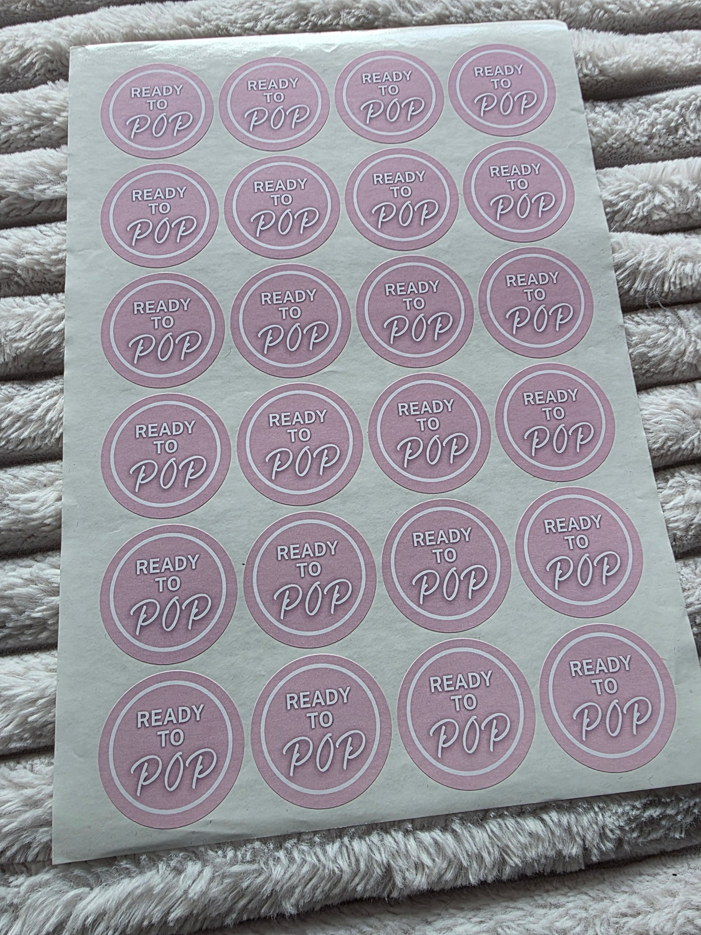SALE - Pink Ready To Pop Stickers | 45MM OR 25MM | Baby Shower Party Stickers | Popcorn Stickers | Baby Shower Stickers - Dinky Designs
