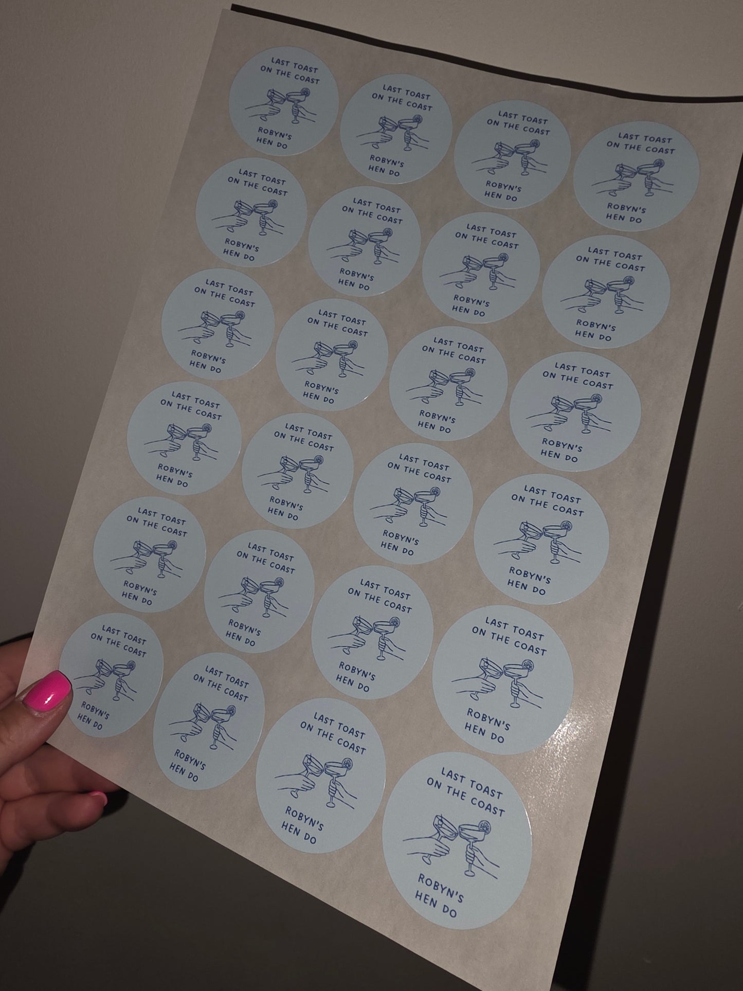 Blue Hen Party Stickers | Various Sizes | Personalised Last Toast On The Coast | Birthday, Hen Party, Engagement Stickers - Dinky Designs