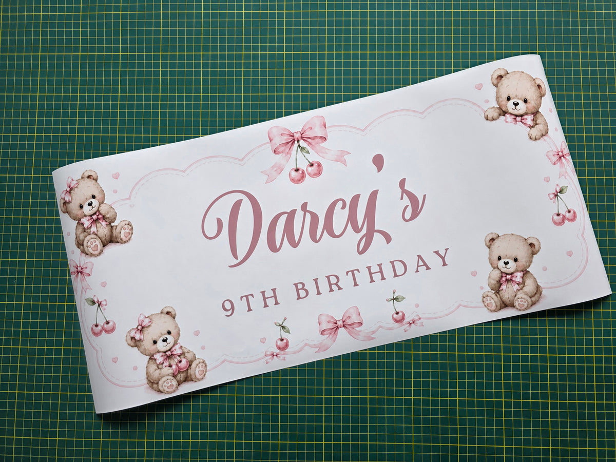 Teddy Bear Banner | Personalised Party Banner | Teddy Bear Party Theme