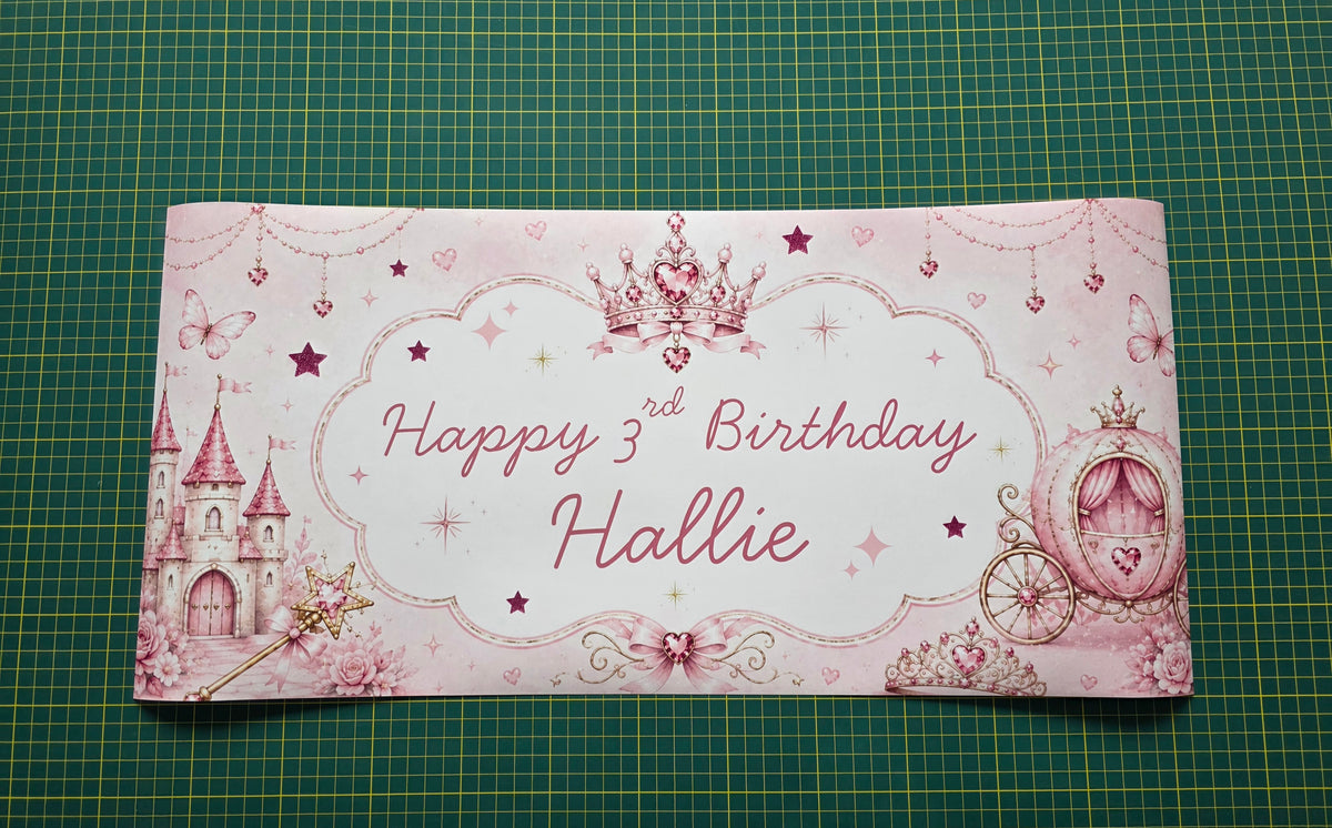Princess Banner | Personalised Party Banner | Princess Party Theme - Dinky Designs