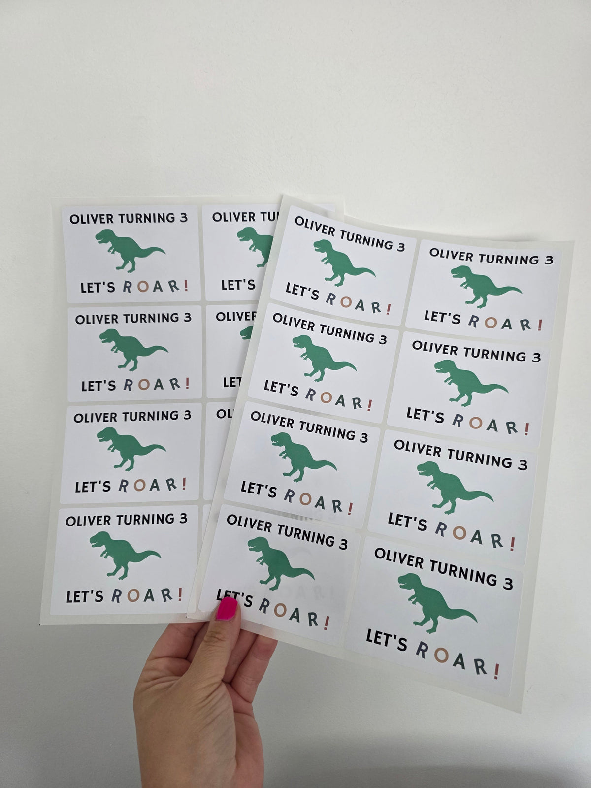 Rectangle Stickers | Dinosaur Party Stickers | Party Bag Stickers