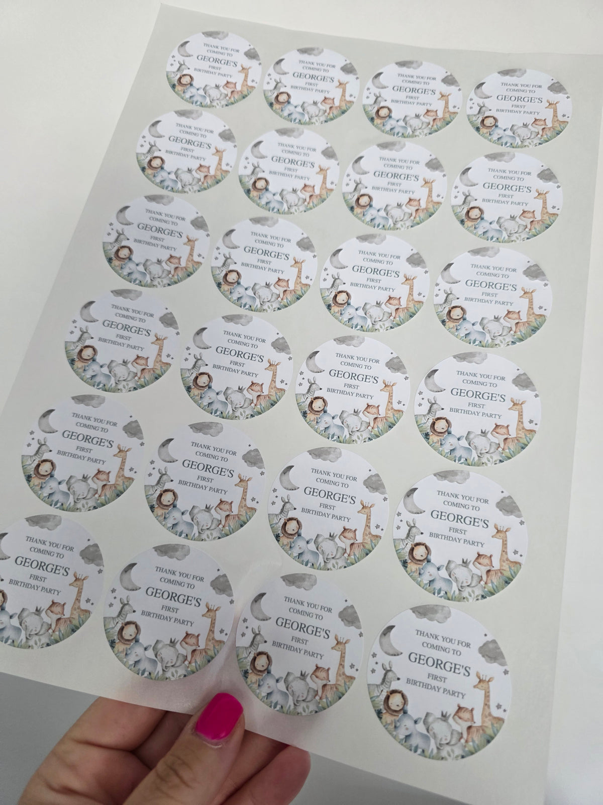 Safari Animal Stickers | Circle Stickers | Jungle Animal Stickers | Sticker Sheet | Party Stickers | Animal Party Theme