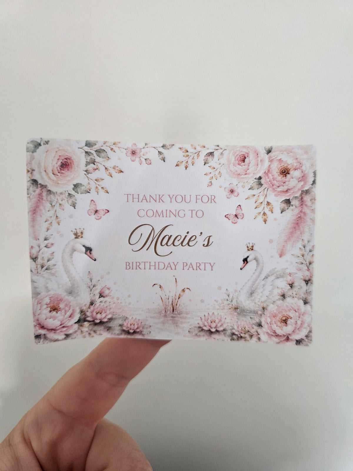 Rectangle Stickers | Swan Party Stickers | Party Bag Stickers
