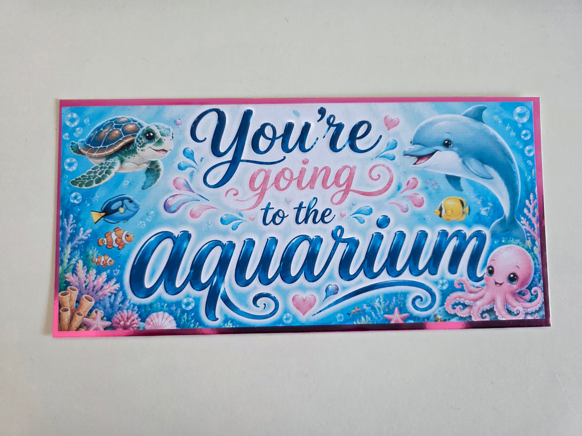 SALE - Surprise Ticket Print | You're Going To The Aquarium | Ticket Pass Voucher Membership | Gift Idea